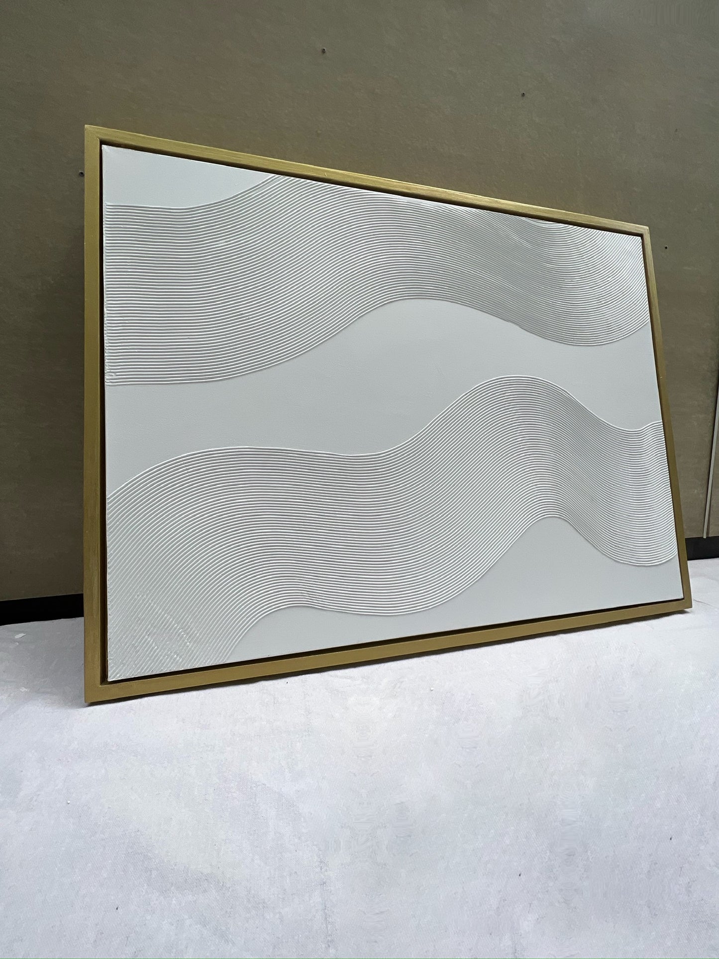 Curves 8 (Snow | 30in x 40in | Gold Frame)