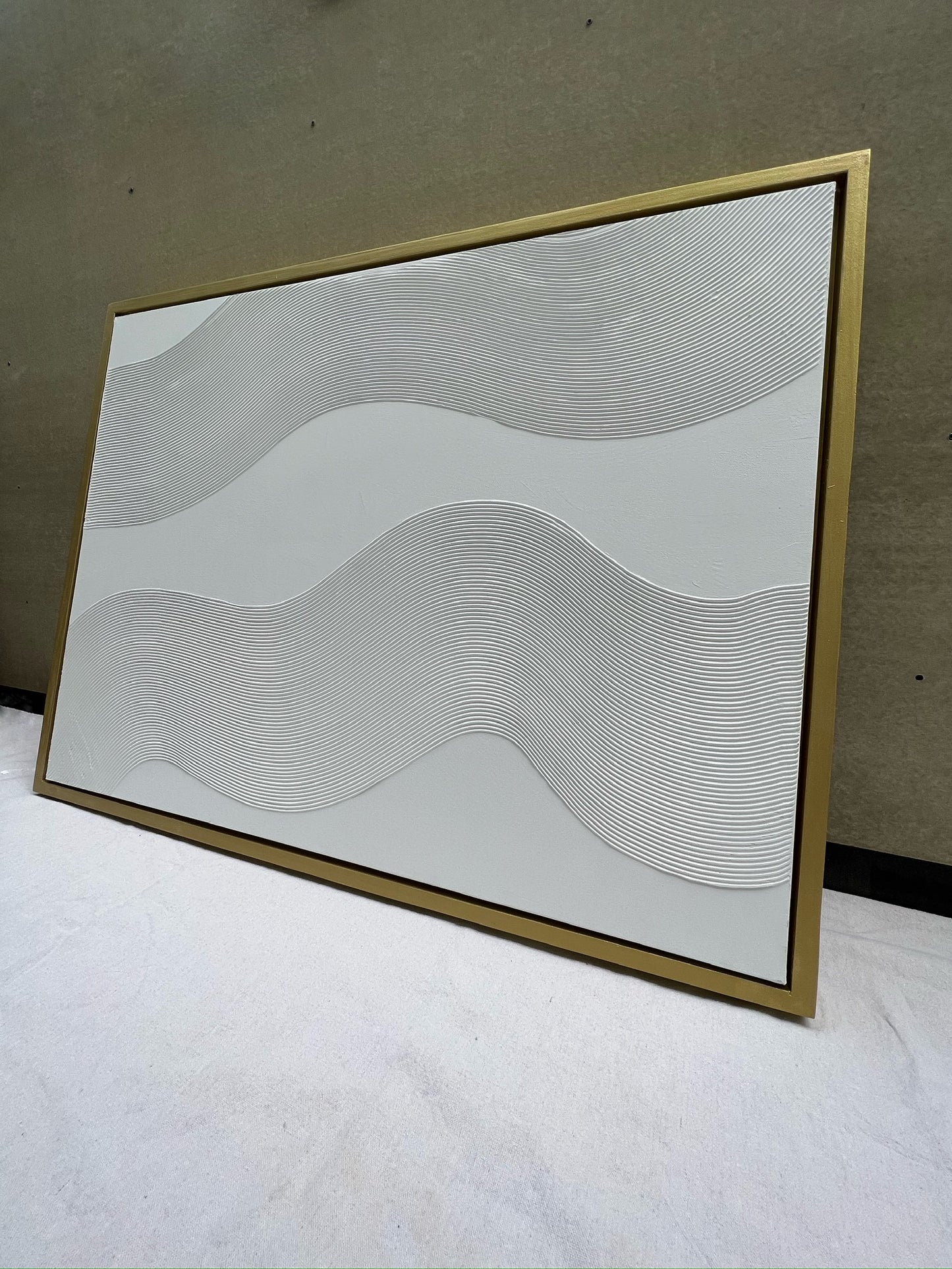 Curves 8 (Snow | 30in x 40in | Gold Frame)