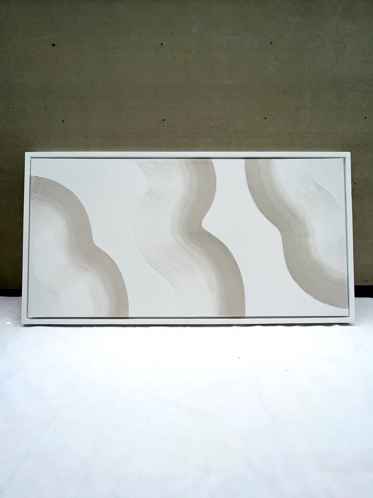 Curves 7 (Oat | 24in x 48in | Light Wood Frame)