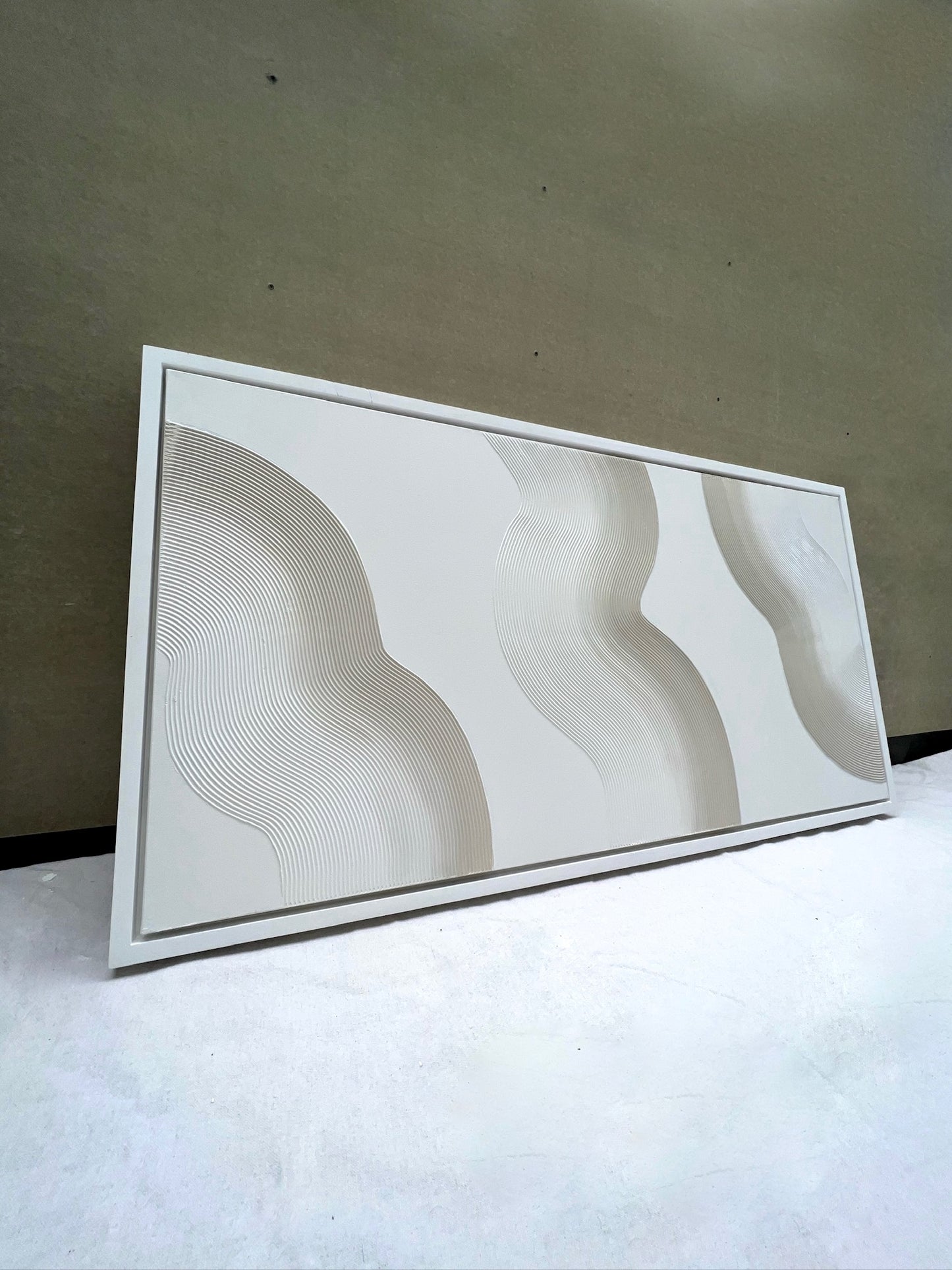 Curves 7 (Oat | 24in x 48in | Light Wood Frame)