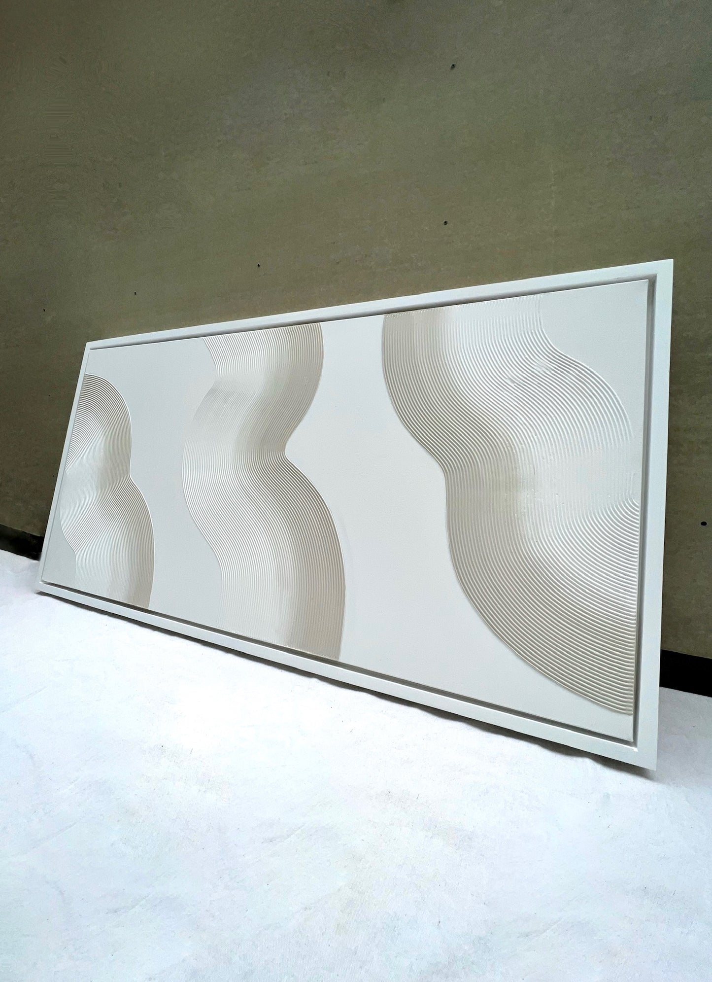 Curves 7 (Oat | 24in x 48in | Light Wood Frame)