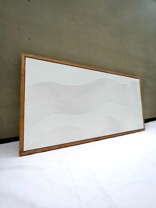 Curves 4 (Snow | 24in x 48in | Medium Wood Frame)