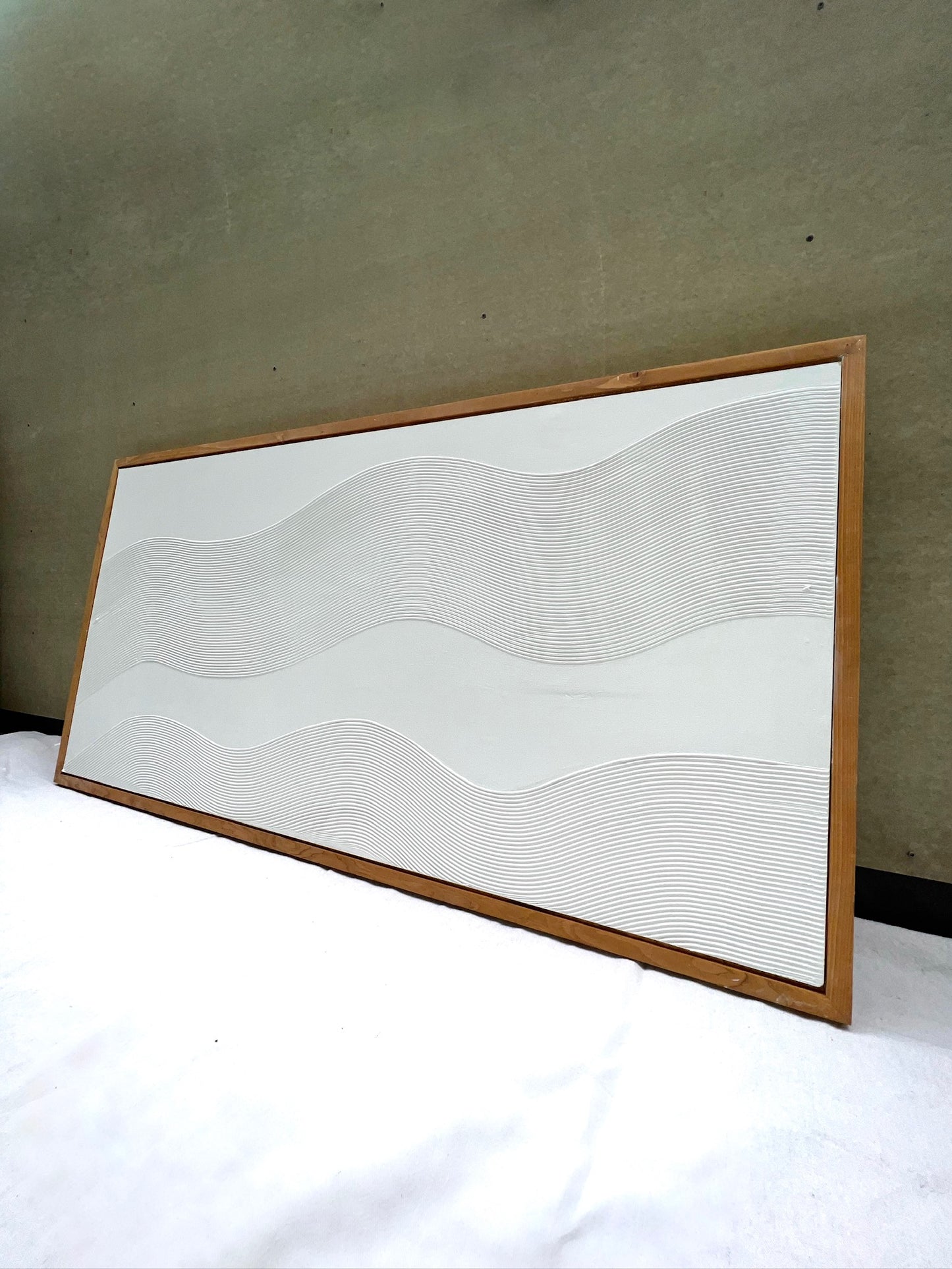 Curves 4 (Snow | 24in x 48in | Medium Wood Frame)