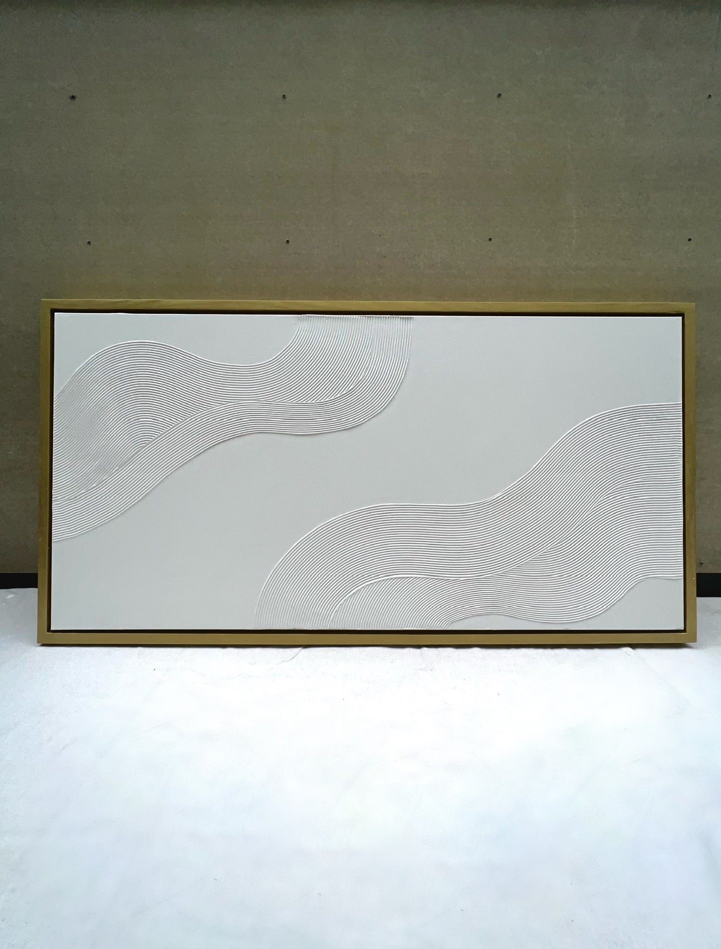 Curves 6 (Snow | 24in x 48in | Gold Frame)