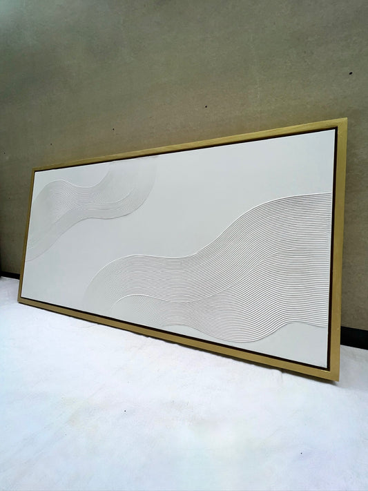 Curves 6 (Snow | 24in x 48in | Gold Frame)