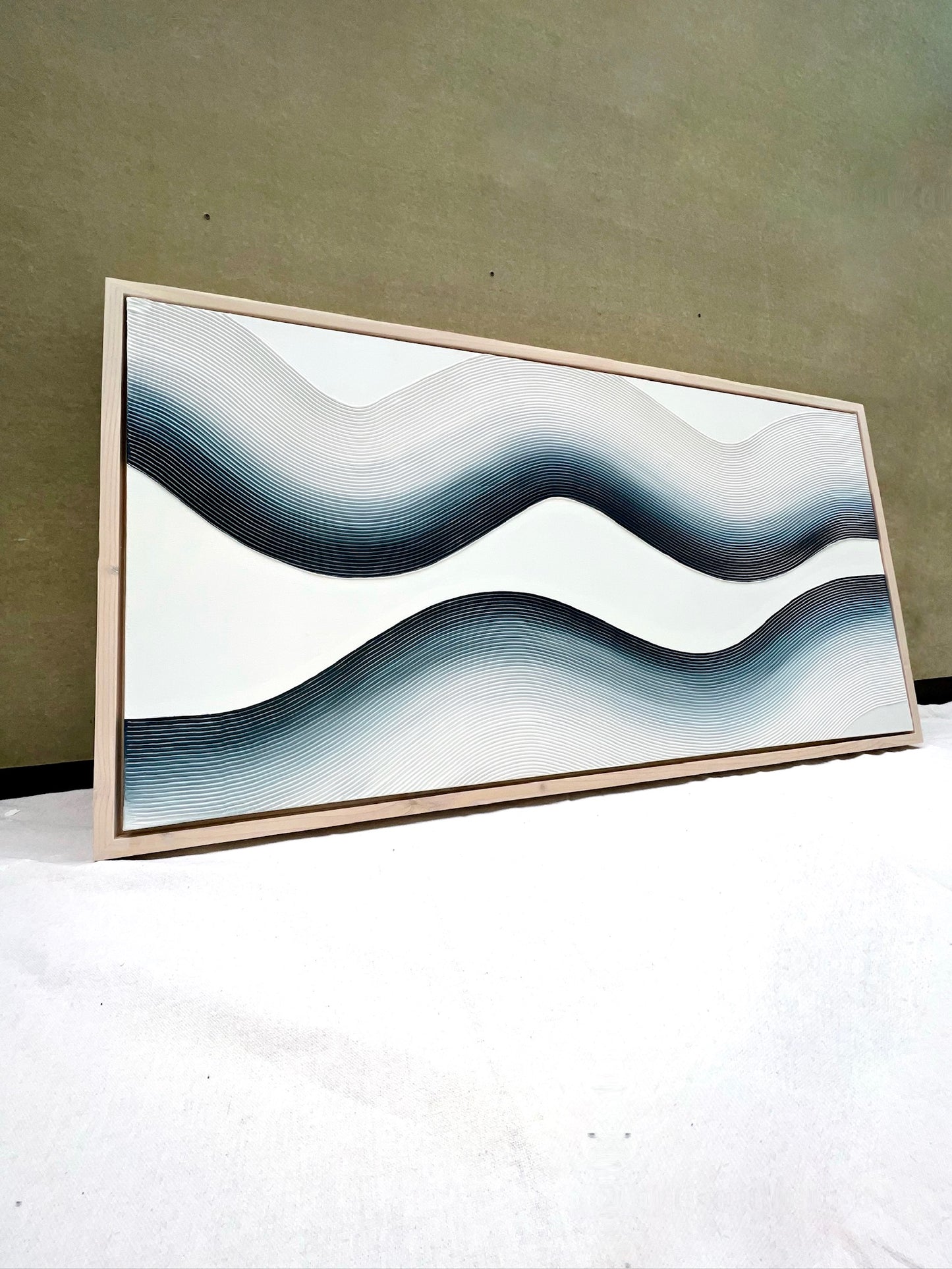 Curves 5 ( Midnight | 24in x 48in | White Frame)