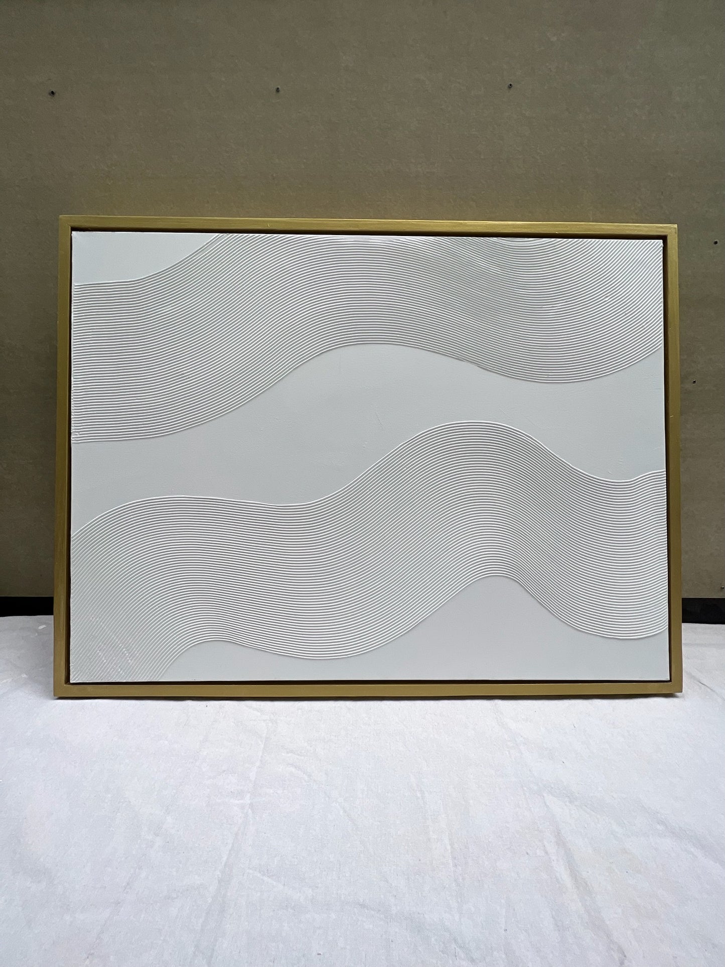 Curves 8 (Snow | 30in x 40in | Gold Frame)