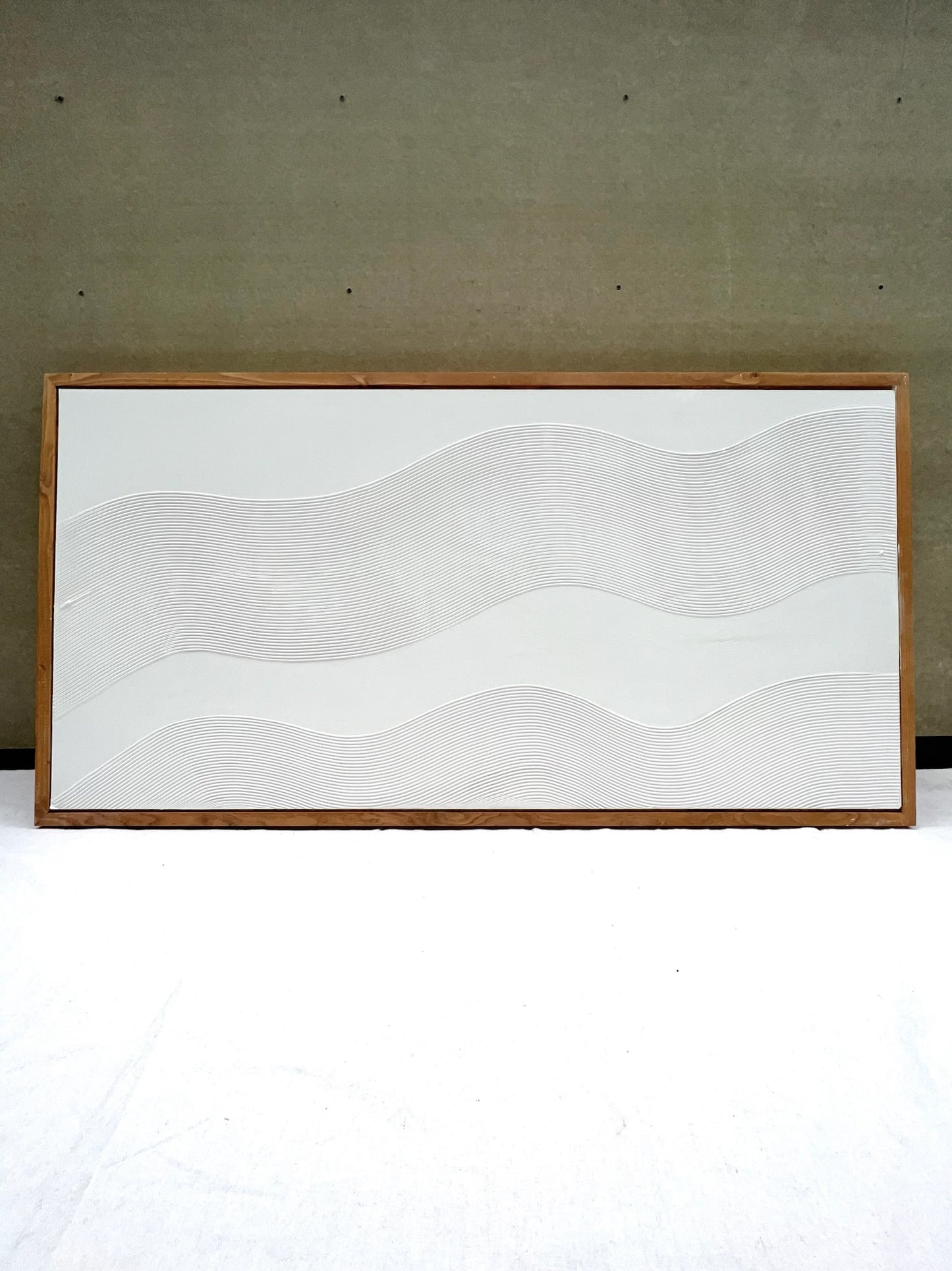 Curves 4 (Snow | 24in x 48in | Medium Wood Frame)