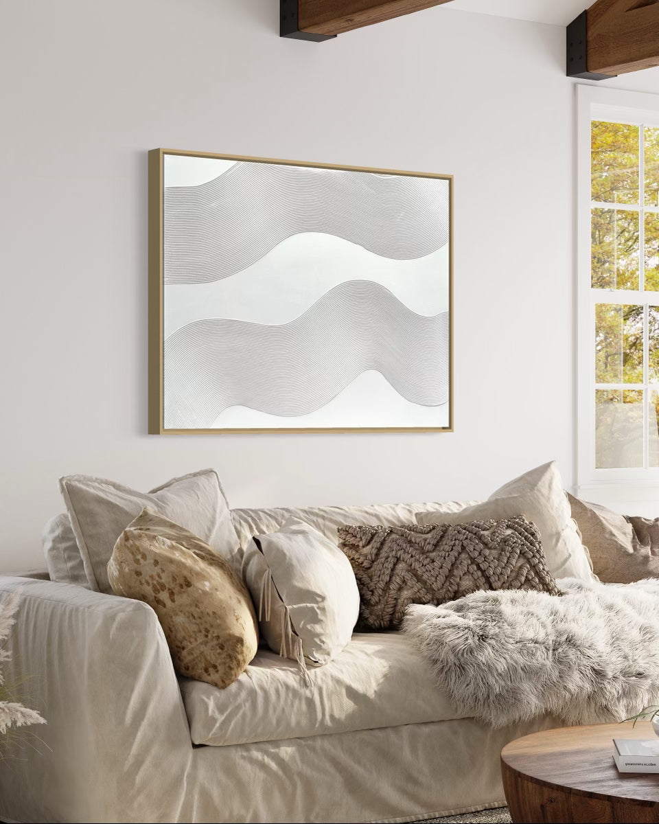 Curves 8 (Snow | 30in x 40in | Gold Frame)