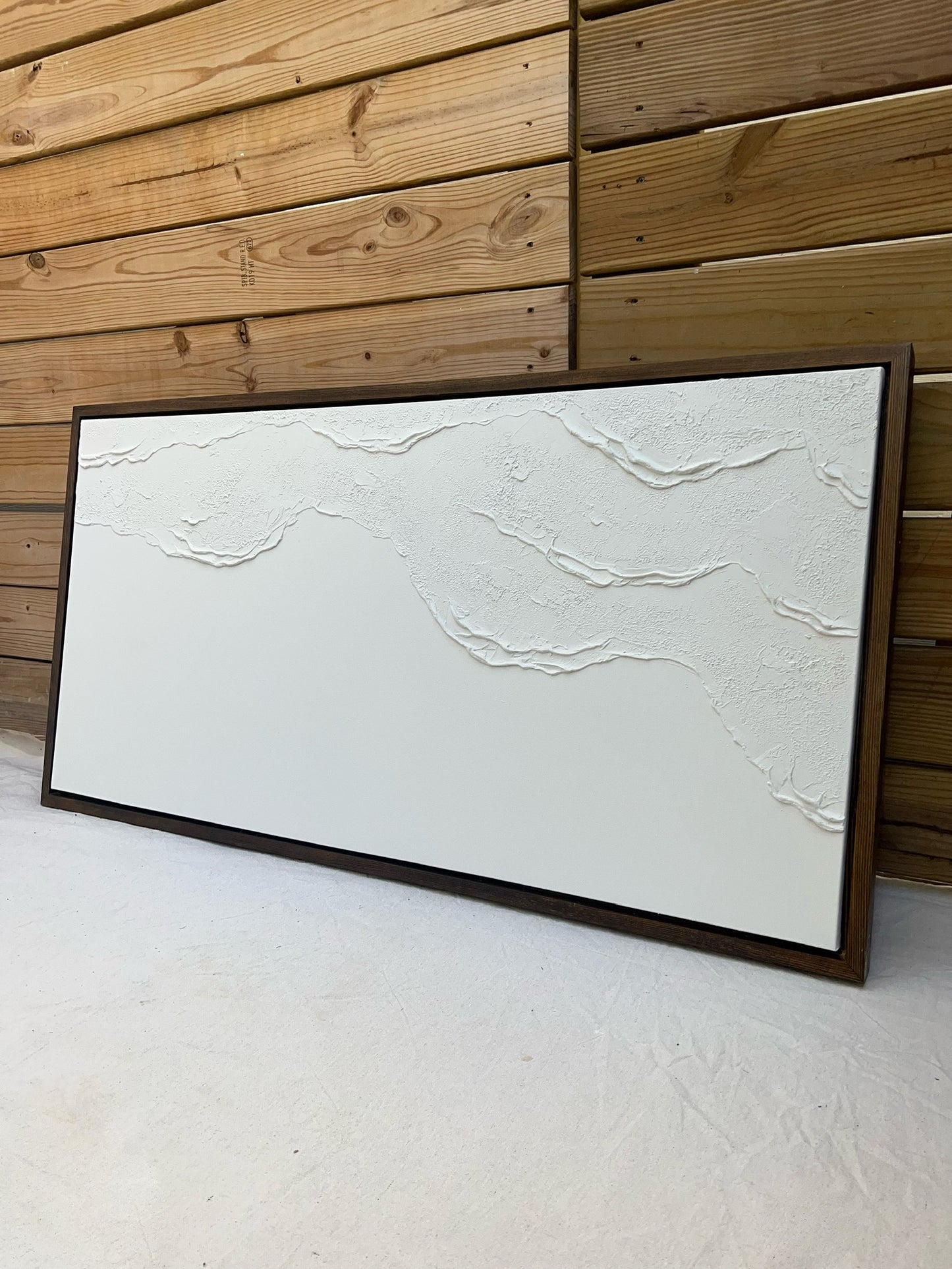 Tidal 10 (Snow | 24in x 48in | Dark Wood Frame)