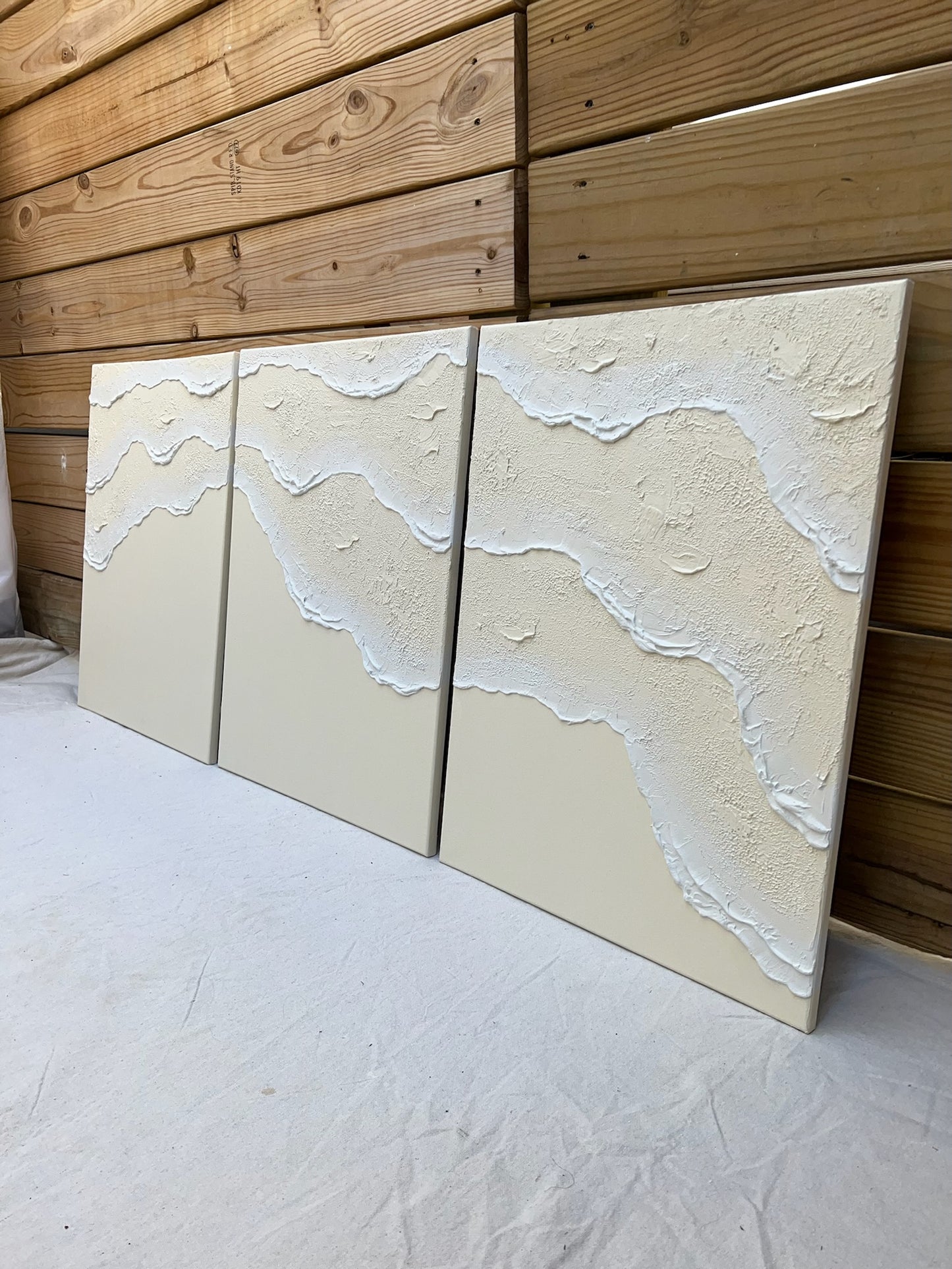 Tidal 1 (Ivory | 18in x 24in | Triptych)