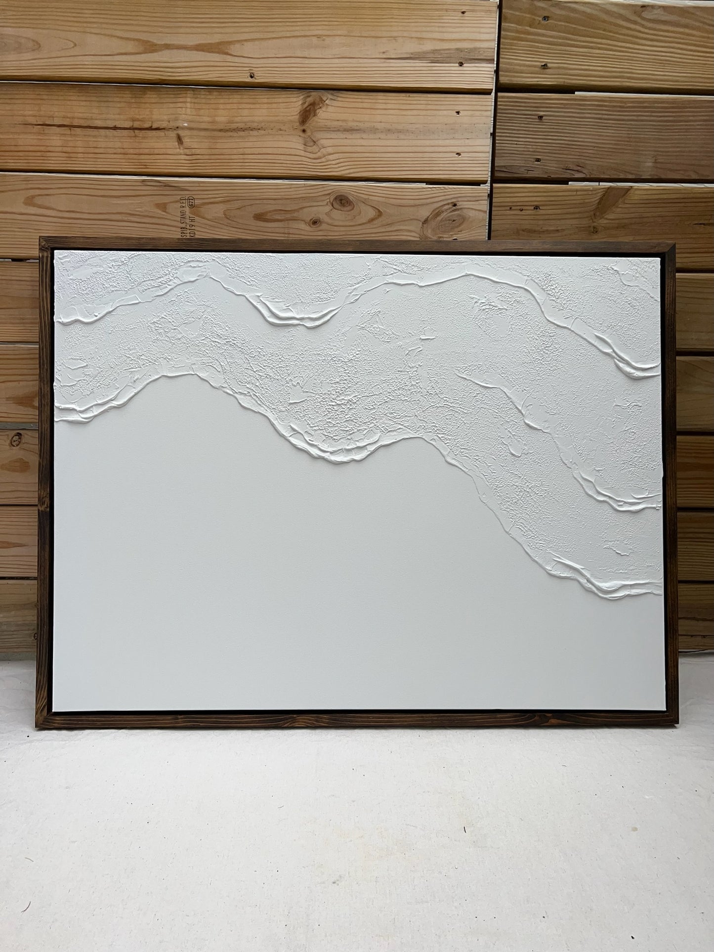 Tidal 6 (Snow | 30in x 40in | Dark Wood Frame)