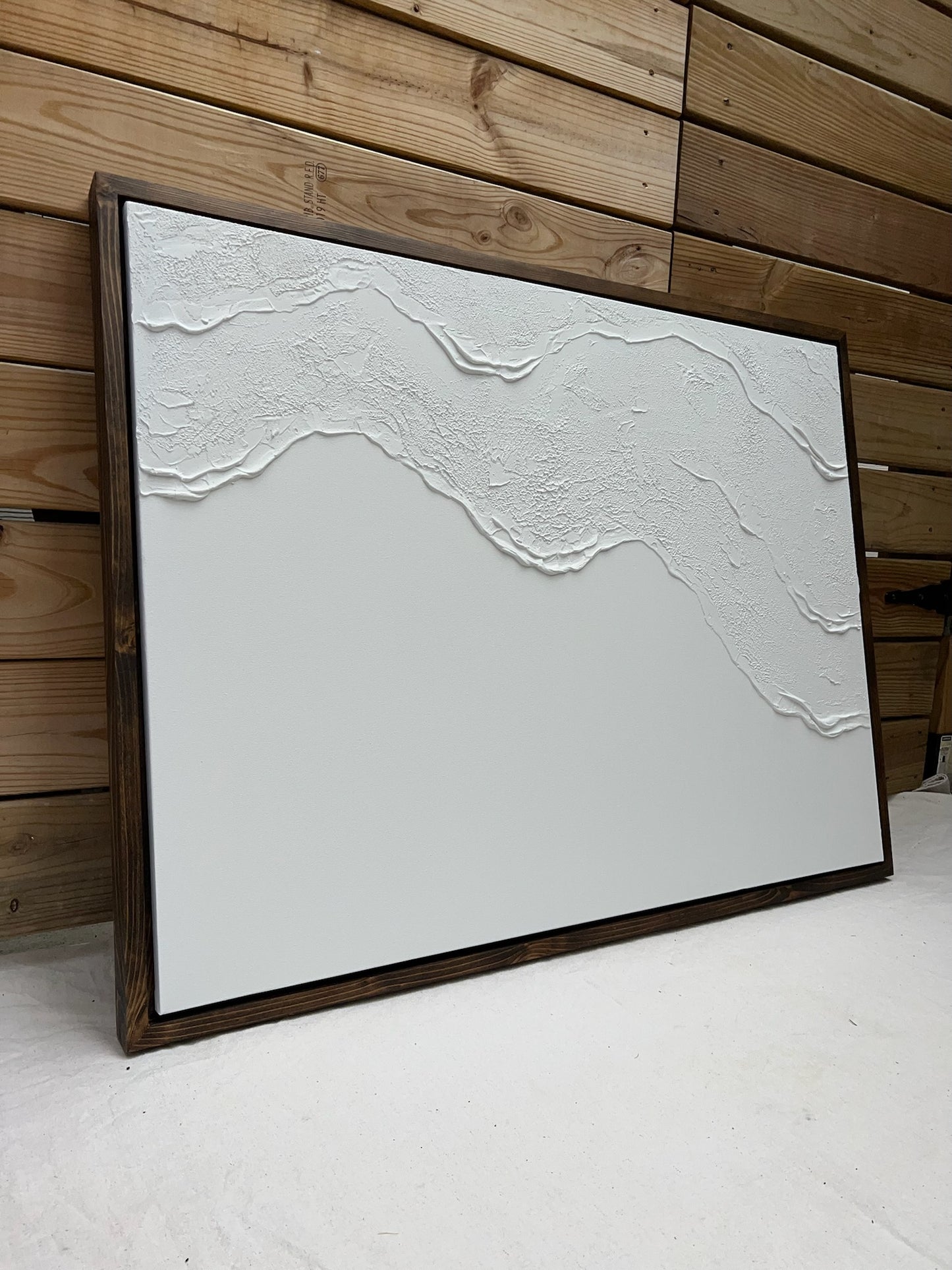 Tidal 6 (Snow | 30in x 40in | Dark Wood Frame)