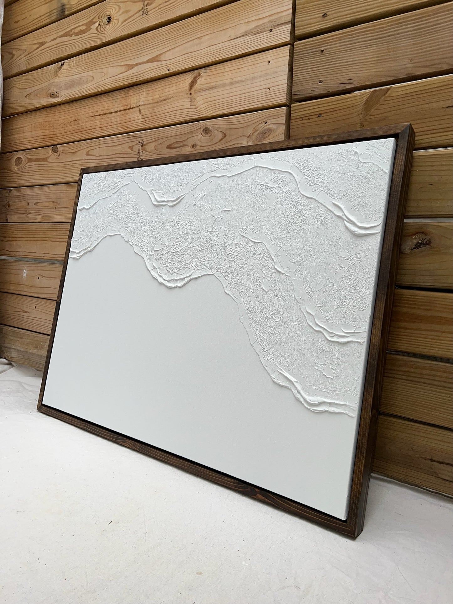 Tidal 6 (Snow | 30in x 40in | Dark Wood Frame)