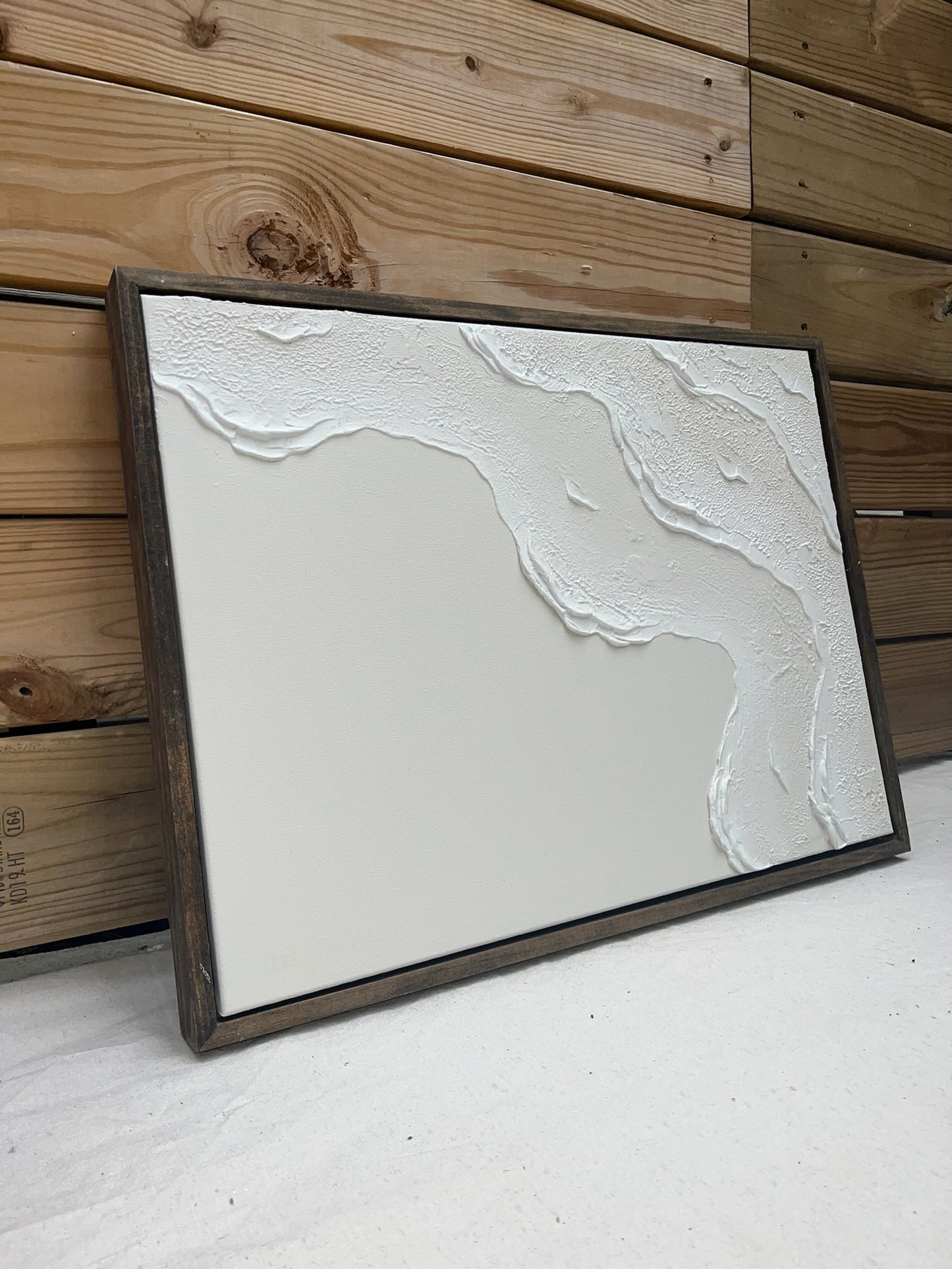 Tidal 3 (Dove | 18in x 24in | Dark Wood Frame)