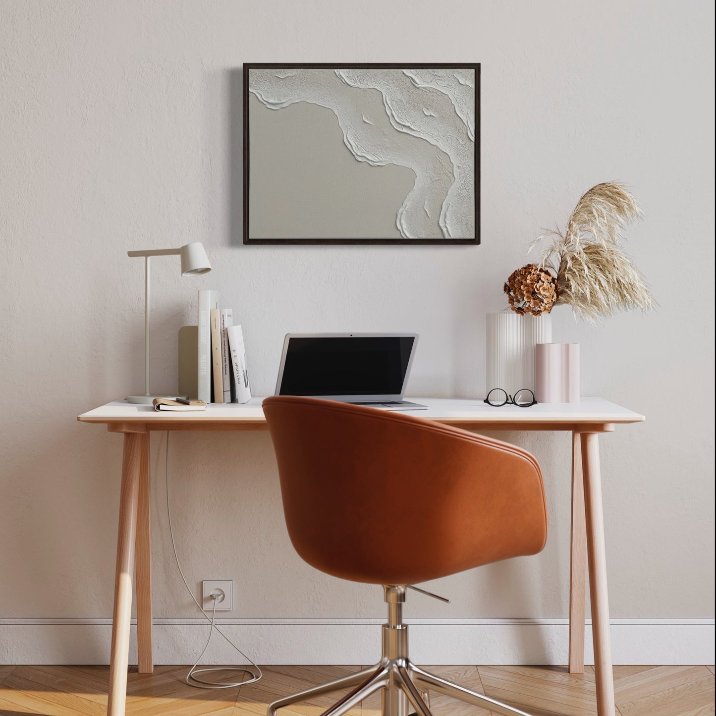 Tidal 3 (Dove | 18in x 24in | Dark Wood Frame)