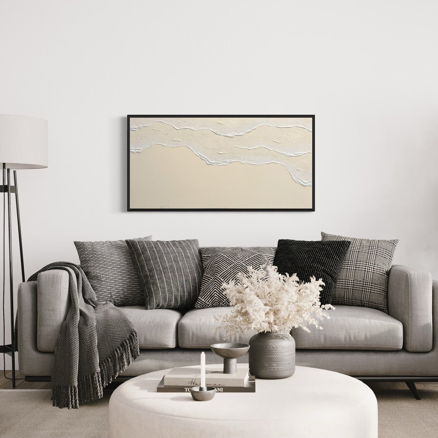 Tidal 12 (Ivory | 24in x 48in | Black Frame)