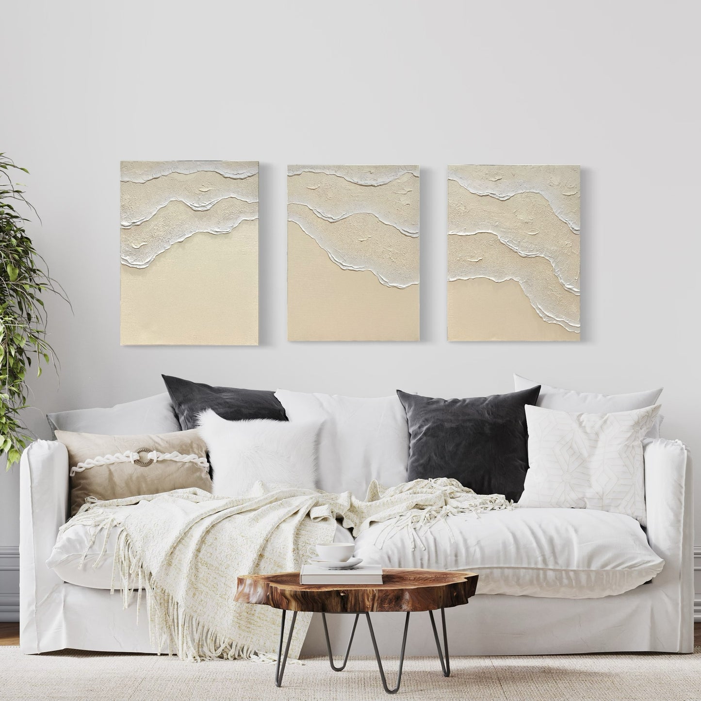 Tidal 1 (Ivory | 18in x 24in | Triptych)