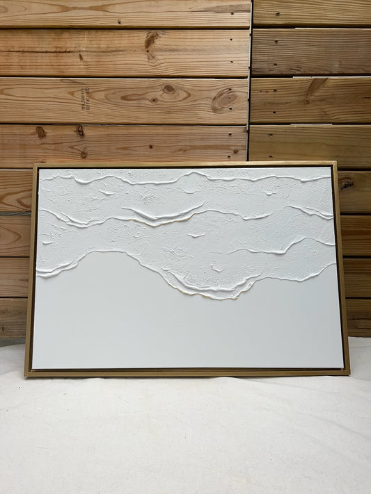 Tidal 5 (Snow + Gold | 24in x 36in | Gold Frame)